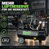 TRUTZHOLM Flüsterkompressor 24L Workshop – 900 W, 145 l/min, ölfrei, 8 bar