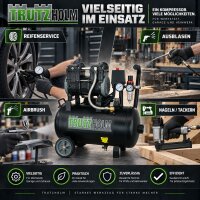 TRUTZHOLM Flüsterkompressor 24L Workshop – 900 W, 145 l/min, ölfrei, 8 bar