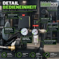 TRUTZHOLM Flüsterkompressor 24L Workshop – 900 W, 145 l/min, ölfrei, 8 bar