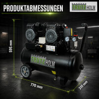 TRUTZHOLM Flüsterkompressor 50L ölfrei – 57 dB Silent Kompressor, 1800 W Brushless, 8 bar