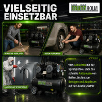 TRUTZHOLM Flüsterkompressor 50L ölfrei – 57 dB Silent Kompressor, 1800 W Brushless, 8 bar