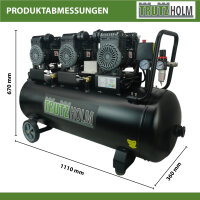 Premium Brushless Silent Flüsterkompressor 100L, 2700W, 62dB, 8 bar, ölfrei, leise