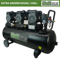 Premium Brushless Silent Flüsterkompressor 100L, 2700W, 62dB, 8 bar, ölfrei, leise