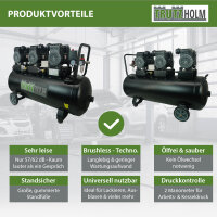 Premium Brushless Silent Flüsterkompressor 100L, 2700W, 62dB, 8 bar, ölfrei, leise