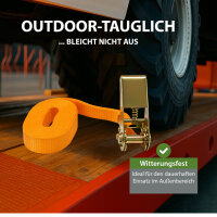 Spanngurt mit Ratsche 1-tlg 4m 800kg 25mm TÜV/GS orange wetterfest und robust
