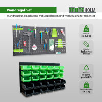 Wandregal Stapelboxen Werkzeughalter Hakenset 52 tlg
