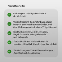 Wandregal Stapelboxen Werkzeughalter Hakenset 52 tlg