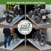 DREIBREIT by TRUTZHOLM Alu Auffahrrampe 215 cm 2-fach klappbar 1020 kg gelocht Verladerampe Rampe