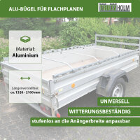 3x  Alu-Bügel XL verstellbar 1300 - 2100mm für Anhänger Flach-Planen Planenstütze