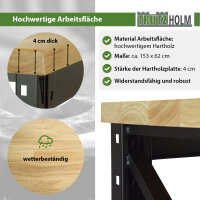 Werkbank höhenverstellbar 500 Kg 153x62x99 cm Hartholzplatte Werktisch Arbeitstisch Werkstatttisch