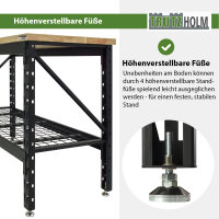 Werkbank höhenverstellbar 500 Kg 153x62x99 cm Hartholzplatte Werktisch Arbeitstisch Werkstatttisch