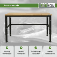 Werkbank höhenverstellbar 135x46x88-97 cm 300 kg Stahlgestell Hartholzplatte Werktisch Arbeitstisch