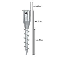 2x L-Profil Bodenhülse zum einschrauben 46,5 cm Länge feuerverzinkt für Vierkanthölzer 9,5x7