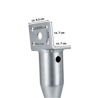 2x L-Profil Bodenhülse zum einschrauben 46,5 cm Länge feuerverzinkt für Vierkanthölzer 9,5x7