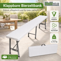 2x Bierzeltbank für 4 Personen Kunststoff weiß 180 cm klappbar Klappbank Partybank