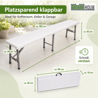 2x Bierzeltbank für 4 Personen Kunststoff weiß 180 cm klappbar Klappbank Partybank