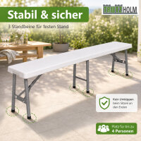2x Bierzeltbank für 4 Personen Kunststoff weiß 180 cm klappbar Klappbank Partybank