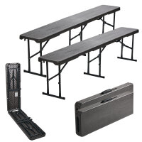 2x Bierbank Klappbank aus Kunstoff Grau Holzoptik 180cm klappbar Bierzeltbank Campingbank