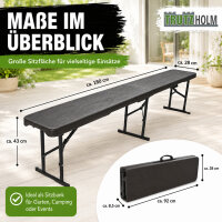 2x Bierbank Klappbank aus Kunstoff Grau Holzoptik 180cm klappbar Bierzeltbank Campingbank