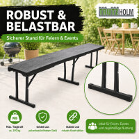 2x Bierbank Klappbank aus Kunstoff Grau Holzoptik 180cm klappbar Bierzeltbank Campingbank