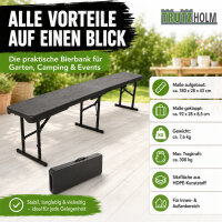 2x Bierbank Klappbank aus Kunstoff Grau Holzoptik 180cm klappbar Bierzeltbank Campingbank