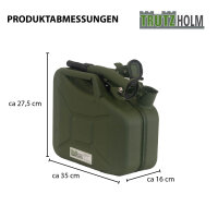 3x Benzinkanister Kraftstoffkanister Metall 10 Liter Hammerschlag  Olivgrün inkl. Ausgießer + Halter