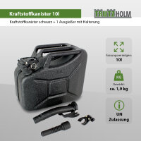 3x Benzinkanister Kraftstoffkanister Metall 10 L Hammerschlag kratzfest schwarz inkl. Ausgießer + Halter