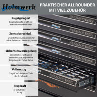 Werkstattwagen ROCKX  bestückt 254tlg. Chrom Vanadium Werkzeug 7 Schubladen Softclose abschließbar