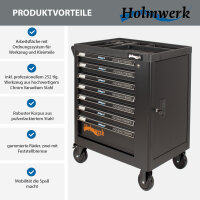 Werkstattwagen ROCKX  bestückt 254tlg. Chrom Vanadium Werkzeug 7 Schubladen Softclose abschließbar
