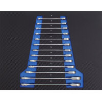 6x Profi Werkstattwageneinlagen 520x400 mm bestückt mit 250 Teilen Chrom-Vanadium Werkzeug blau