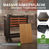 Werkstattwagen Profi Compact leer 91 x 68 x 46 cm Holzplatte 4 Schubladen Lochwand Ablage orange