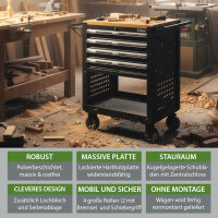 Werkstattwagen Profi Compact unbestückt 91 x 68  x 46 cm Holzplatte 4 Schubladen Lochwand Ablage sw