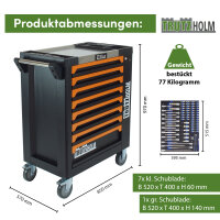 Werkstattwagen 249 tlg.gefüllt CRV 8 Schubladen 97 x 85 x 46 cm  Werkzeugwagen Seitentür