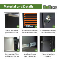Werkstattwagen 249 tlg.gefüllt CRV 8 Schubladen 97 x 85 x 46 cm  Werkzeugwagen Seitentür