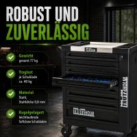 Werkstattwagen mit 249 tlg. Chrom-Vanadium Werkzeug 8 Schubladen 97 x 85 x 46cm  Seitentür Interlock
