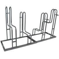 Fahrradständer für 4 Fahrräder höhenversetzt 140 x 75,5 cm Stahl feuerverzinkt grau 2x2 Bodenparker Reihenparker