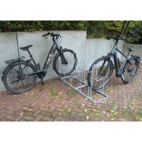 Fahrradständer für 4 Fahrräder höhenversetzt 140 x 75,5 cm Stahl feuerverzinkt grau 2x2 Bodenparker Reihenparker