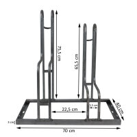 Fahrradständer für 4 Fahrräder höhenversetzt 140 x 75,5 cm Stahl feuerverzinkt grau 2x2 Bodenparker Reihenparker