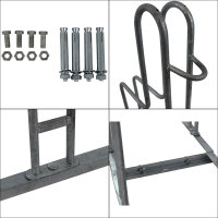 Fahrradständer für 4 Fahrräder höhenversetzt 140 x 75,5 cm Stahl feuerverzinkt grau 2x2 Bodenparker Reihenparker