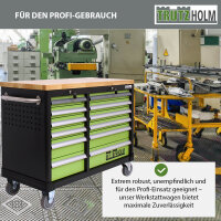 Werkstattwagen DELUXE 12 Schubladen 123 cm Breite mit massiver Arbeitsplatte ohne Werkzeug