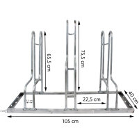 Fahrradständer für 6 Fahrräder höhenversetzt 210 x 75,5 cm Stahl feuerverzinkt grau 2x3 Bodenparker Reihenparker