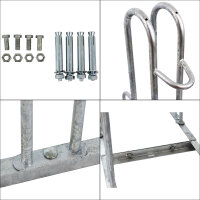 Fahrradständer für 6 Fahrräder höhenversetzt 210 x 75,5 cm Stahl feuerverzinkt grau 2x3 Bodenparker Reihenparker