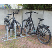 Fahrradständer für 6 Fahrräder höhenversetzt 210 x 75,5 cm Stahl feuerverzinkt grau 2x3 Bodenparker Reihenparker