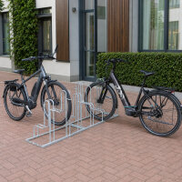 Fahrradständer für 6 Fahrräder höhenversetzt 210 x 75,5 cm Stahl feuerverzinkt grau 2x3 Bodenparker Reihenparker