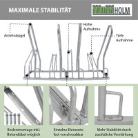 Fahrradständer für 4 Fahrräder 140x40x83 cm Stahl feuerverzinkt 2x2 höhenversetzt mit Anlehnbügel