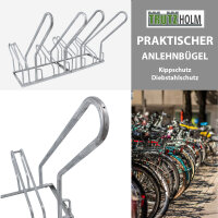 Fahrradständer für 4 Fahrräder 140x40x83 cm Stahl feuerverzinkt 2x2 höhenversetzt mit Anlehnbügel