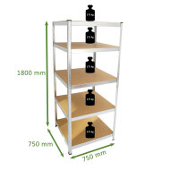 Schwerlastregal 180x75x75cm 875 kg 5 Böden Regal Steckregal Lagerregal