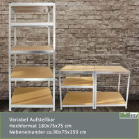 Schwerlastregal 180x75x75cm 875 kg 5 Böden Regal Steckregal Lagerregal