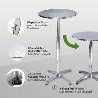 2x Stehtisch 2in1 Alu höhenverstellbar 70/115cm Ø60cm Bistrotisch Bartisch