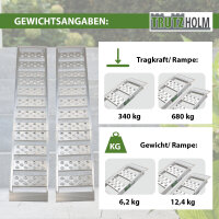 TRUTZHOLM 2x Auffahrrampe Alu 2-fach klappbar 198 cm Traglast 680 kg gerillt gelocht Verladerampe